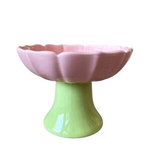 Pink Flower Raised Ceramic Pet Bowl 6"x5" Posh Pet Dish NEW